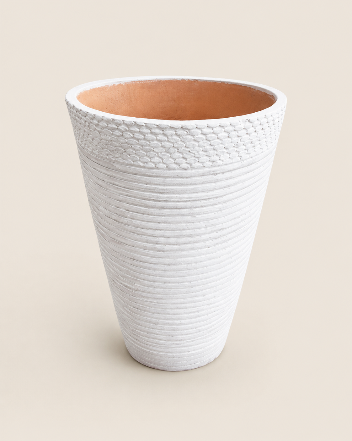 Bambaya Ribbed Clay Planter — handcrafted African outdoor by Kibethis  in Kenya