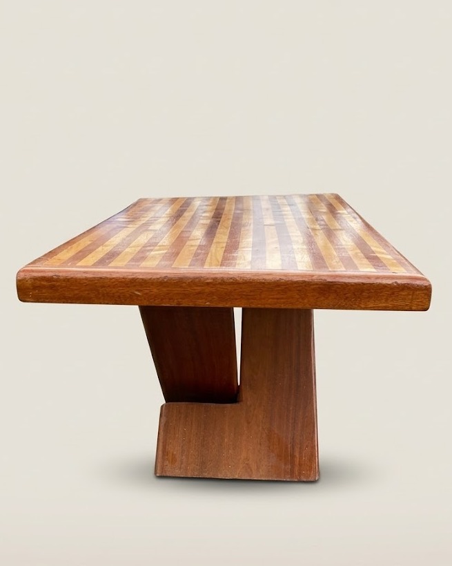 stiriped coffee table cross leg Kijito — handcrafted African furniture by El Mundo Furniture in Kenya (view 2)