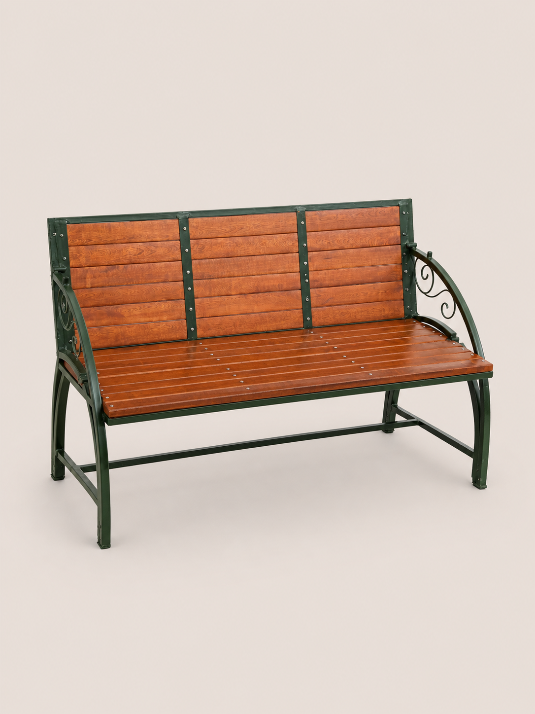 Fofora Hardwood Park Bench — handcrafted African outdoor by Unique metals sliders in Kenya