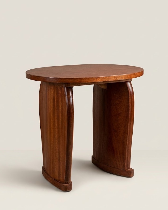 Mvule Round, curved leg stool — handcrafted African furniture by El Mundo Furniture in Kenya (view 3)