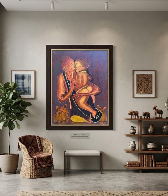 Mama's Love (paint) – Mwezi Radiance Portrait — handcrafted African furniture by FashonistarGallery in Kenya