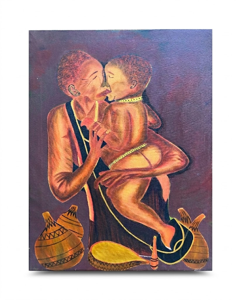 Mama's Love (paint) – Mwezi Radiance Portrait — handcrafted African furniture by FashonistarGallery in Kenya (view 2)