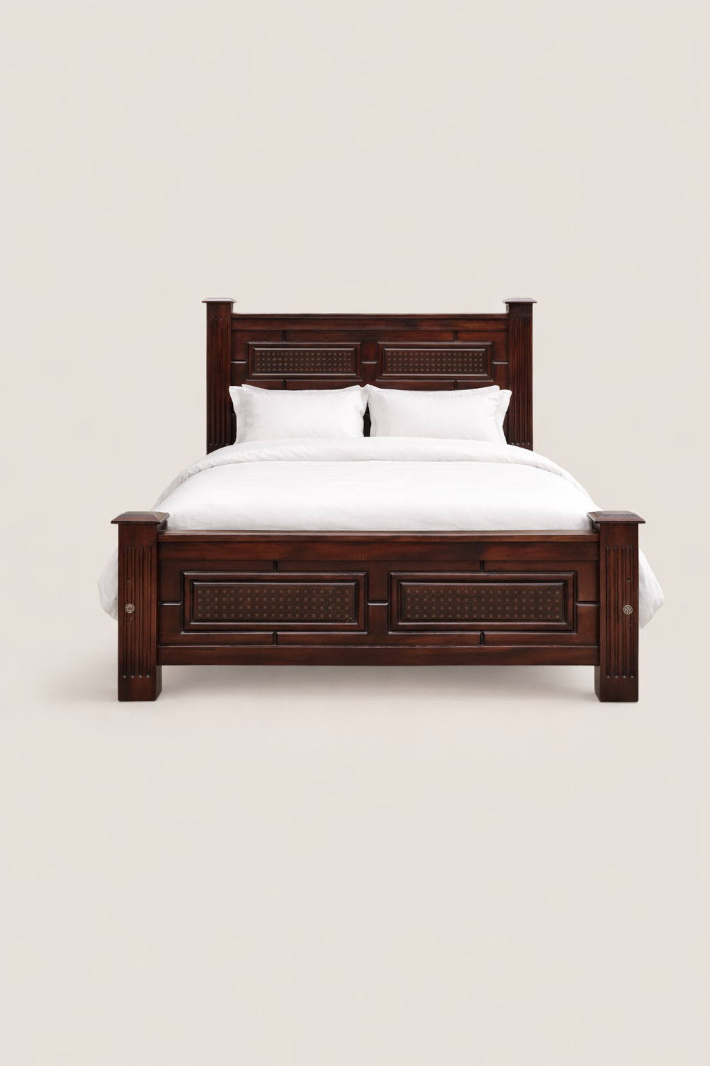 Mvua Grand Mahogany Bed 5 by 6 — handcrafted African furniture by Lenu Metal in Kenya