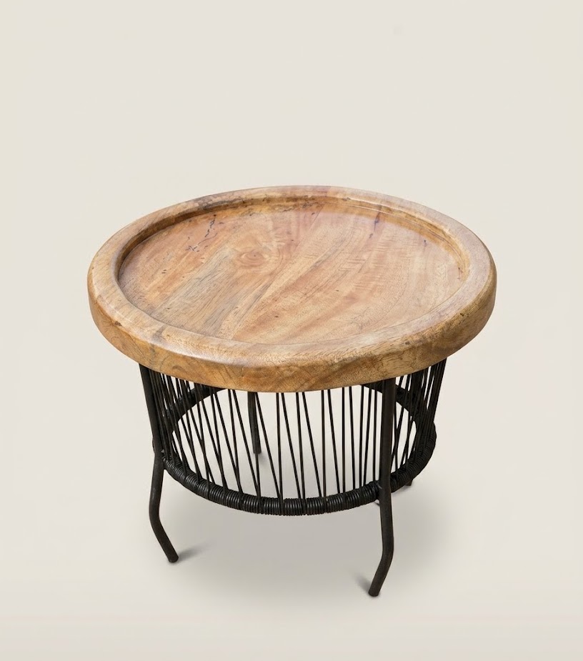 Bafuni Mango Wood Side Table — handcrafted African furniture by Tajil furniture  in Kenya (view 2)