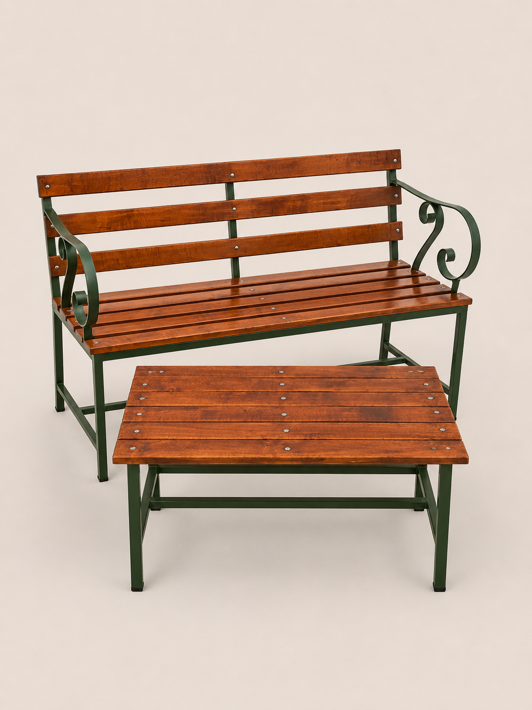 Fichua Garden Bench & Table Set — handcrafted African outdoor by Unique metals sliders in Kenya (view 2)