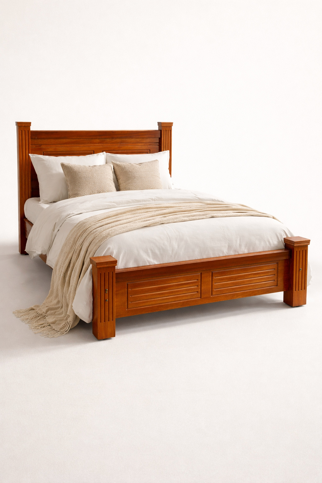 5by6 Bed Olum Mahogany Frame — handcrafted African furniture by Humble furniture  in Kenya