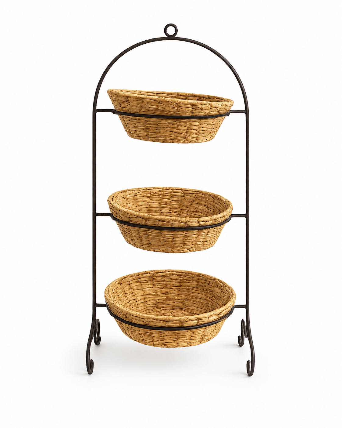 Cibali Tiered Basket Stand — handcrafted African furniture by Joseph craft in Kenya