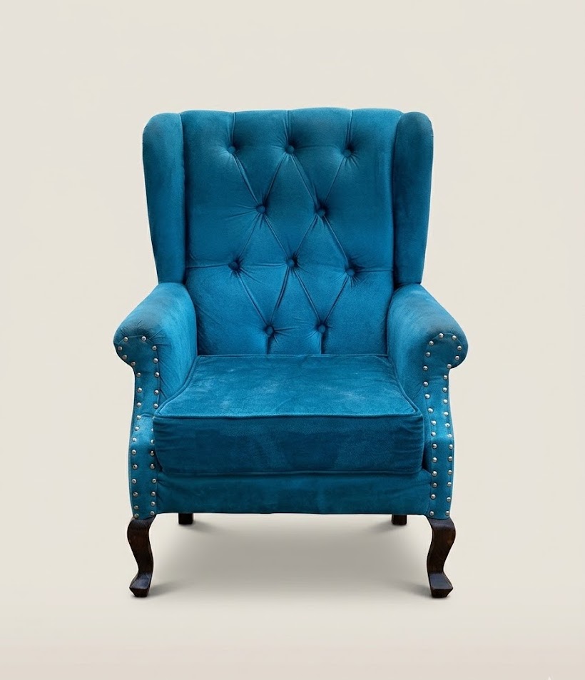 Saba Wingback Armchair – Kusi Velvet — handcrafted African furniture by Godliver furniture  in Kenya