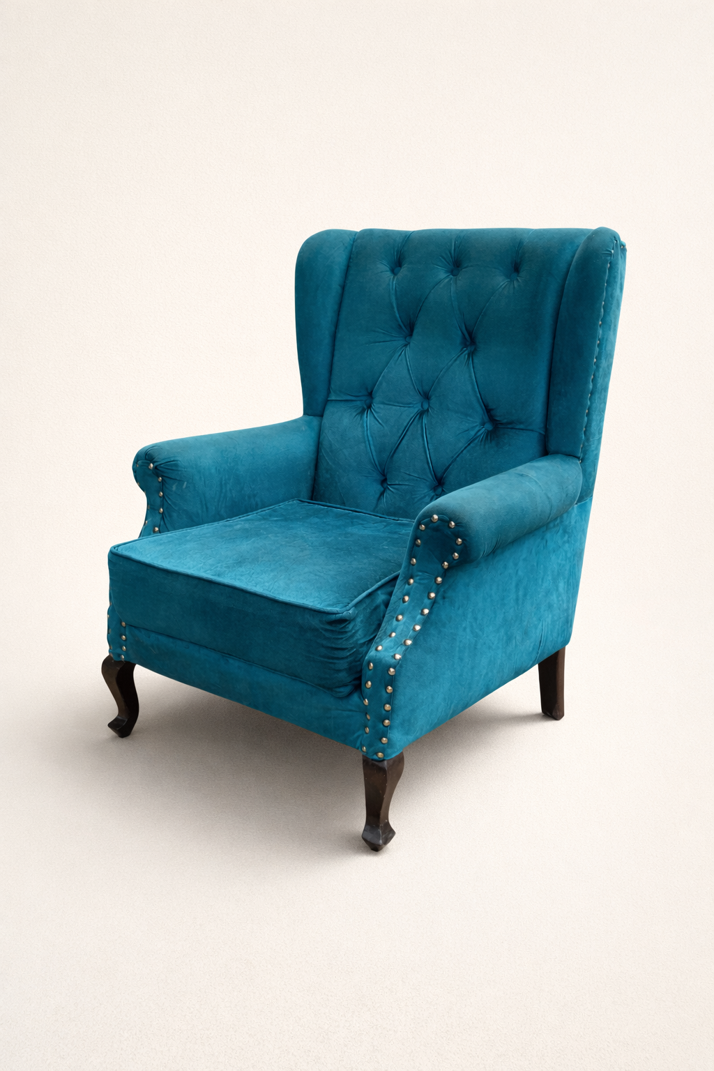 Saba Wingback Armchair – Kusi Velvet — handcrafted African furniture by Godliver furniture  in Kenya (view 2)