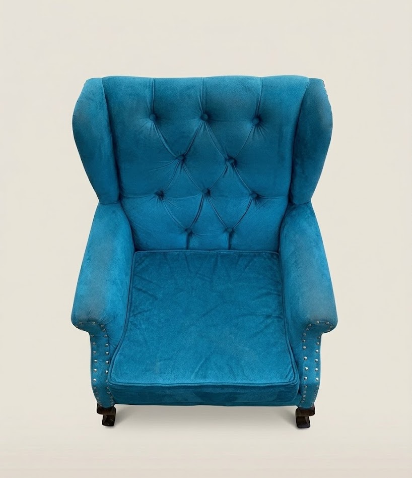 Saba Wingback Armchair – Kusi Velvet — handcrafted African furniture by Godliver furniture  in Kenya (view 3)
