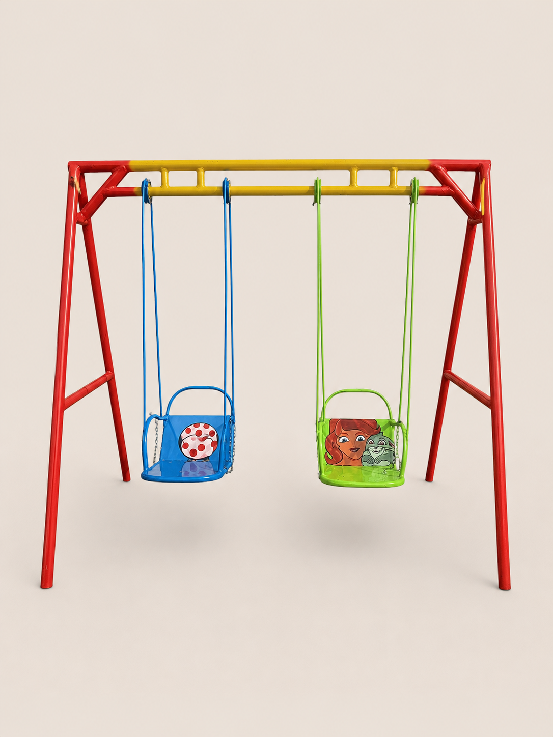 Babiya Children's Double Swing Set — handcrafted African children by Unique metals sliders in Kenya