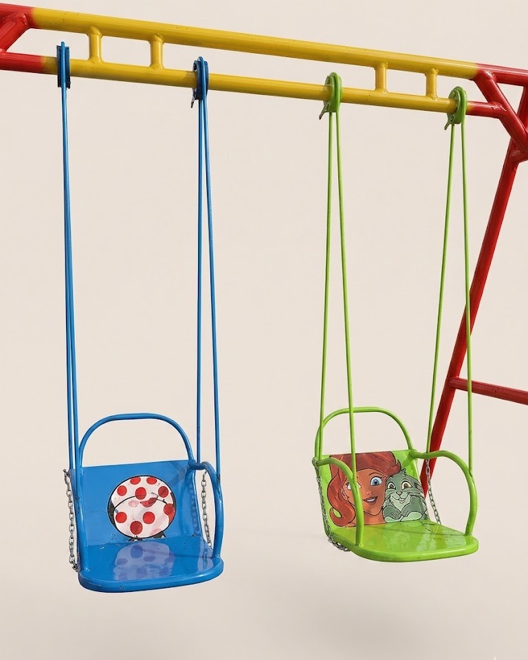 Babiya Children's Double Swing Set — handcrafted African children by Unique metals sliders in Kenya (view 3)