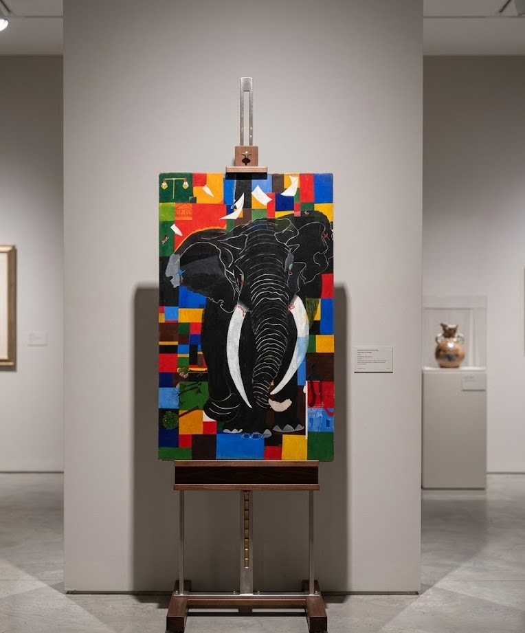 Art Fights Corruption (paint) Tusked Echoes — handcrafted African furniture by FashonistarGallery in Kenya