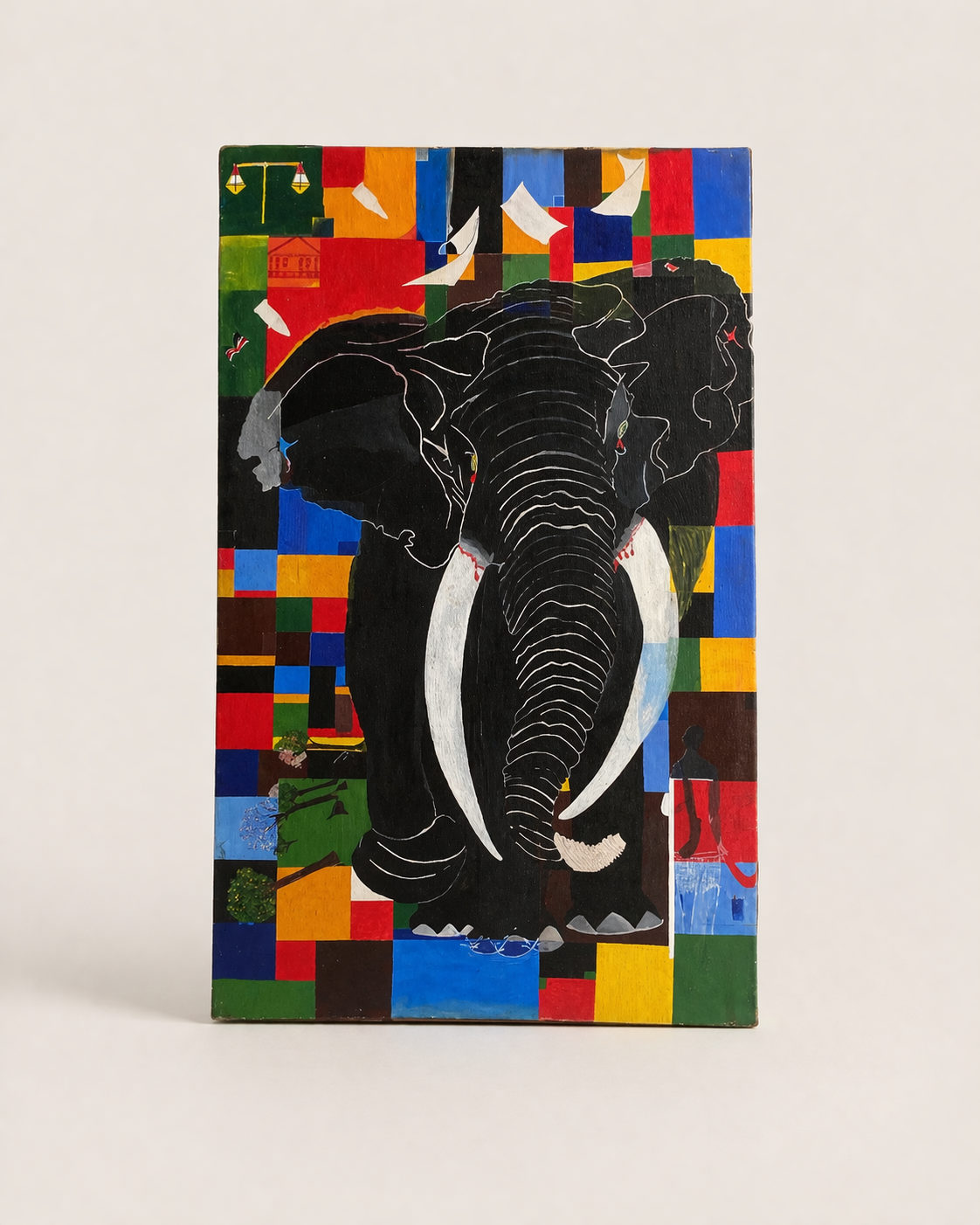 Art Fights Corruption (paint) Tusked Echoes — handcrafted African furniture by FashonistarGallery in Kenya (view 2)