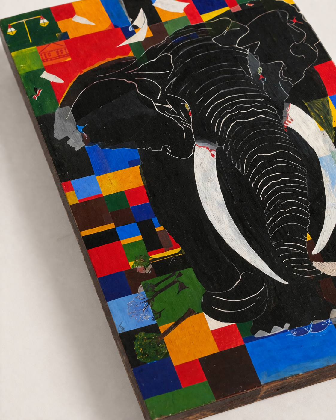 Art Fights Corruption (paint) Tusked Echoes — handcrafted African furniture by FashonistarGallery in Kenya (view 3)