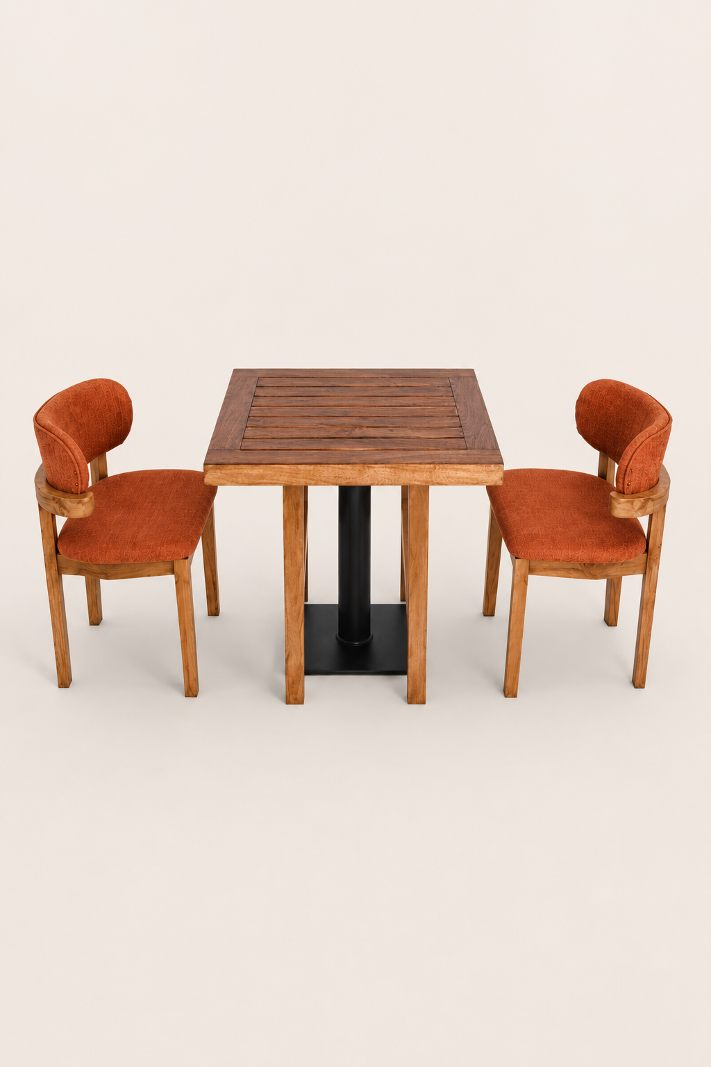 Babu Meru Oak Bistro Set — handcrafted African furniture by Jipange wood and metal works  in Kenya (view 2)