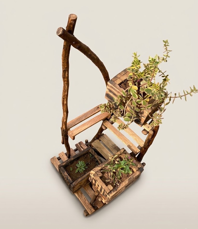 Custom made indoor gardening stand Mpingo — handcrafted African furniture by FashonistarGallery in Kenya