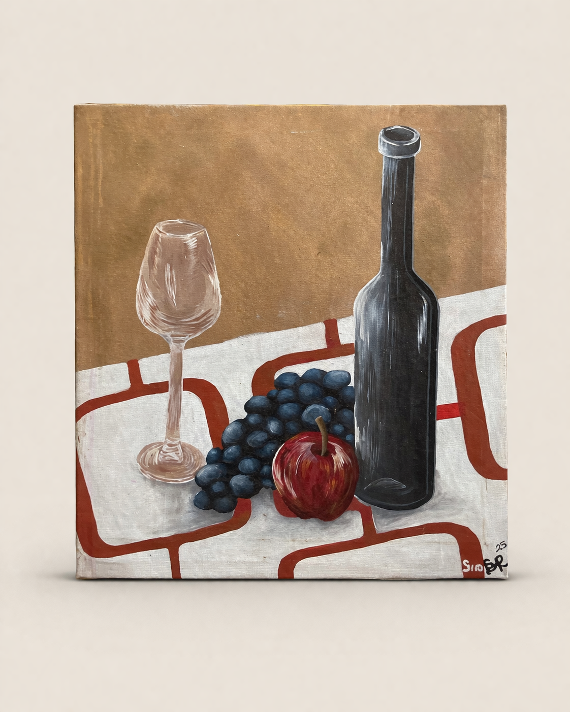 Still life painting with fruit and wine — handcrafted African furniture by FashonistarGallery in Kenya