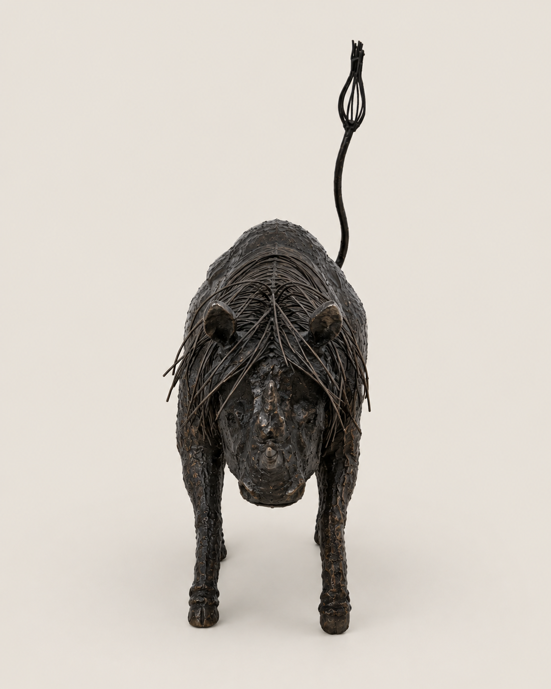 Bweka Rhino Sculpture — handcrafted African outdoor by LUCZAI SCULPTURE  in Kenya
