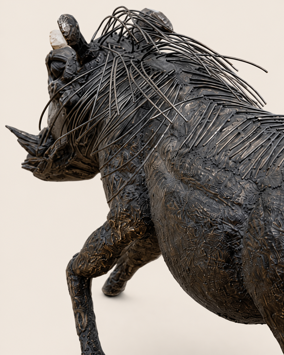 Bweka Rhino Sculpture — handcrafted African outdoor by LUCZAI SCULPTURE  in Kenya (view 3)