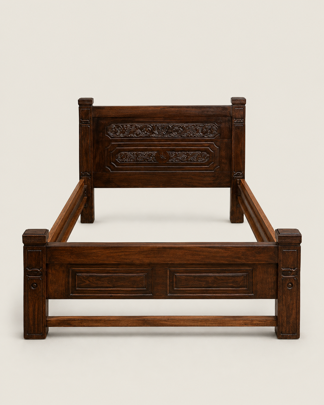 Aburi Carved Bed Frame — handcrafted African furniture by Woodfolks  in Kenya (view 3)