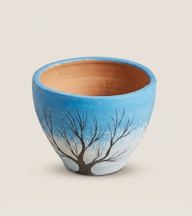 Akeva Clay Planter — handcrafted African outdoor by Grace park garden in Kenya