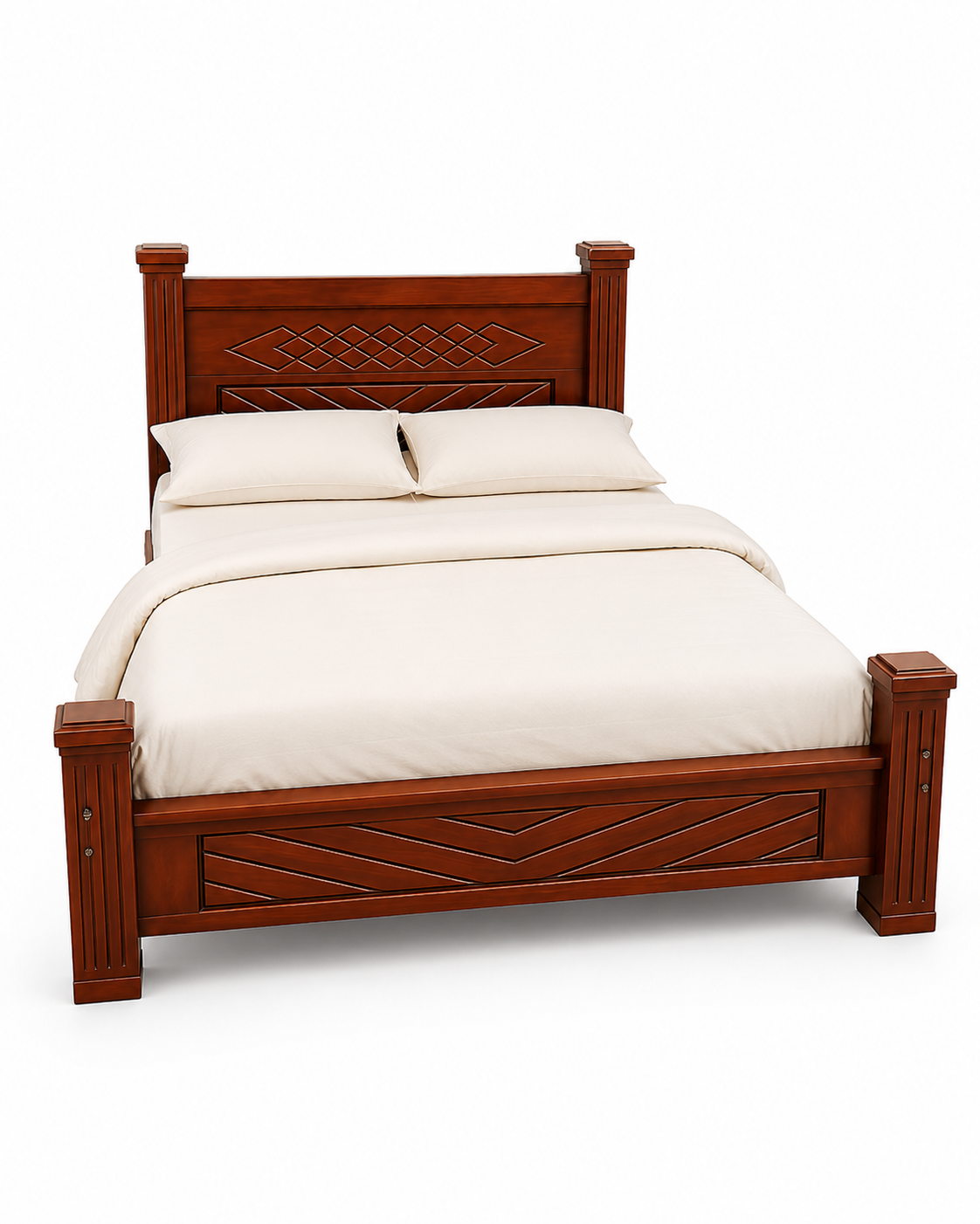 5 by 6 Bed Mlima Carved Frame — handcrafted African furniture by John furniture  in Kenya