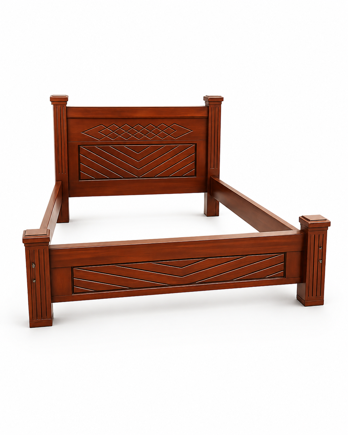 5 by 6 Bed Mlima Carved Frame — handcrafted African furniture by John furniture  in Kenya (view 3)