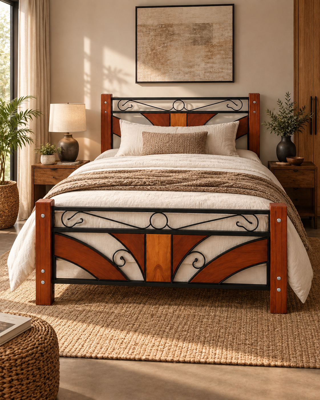 5 by 6 Scrollwork Bed Frame — handcrafted African furniture by Dezna enterprise in Kenya
