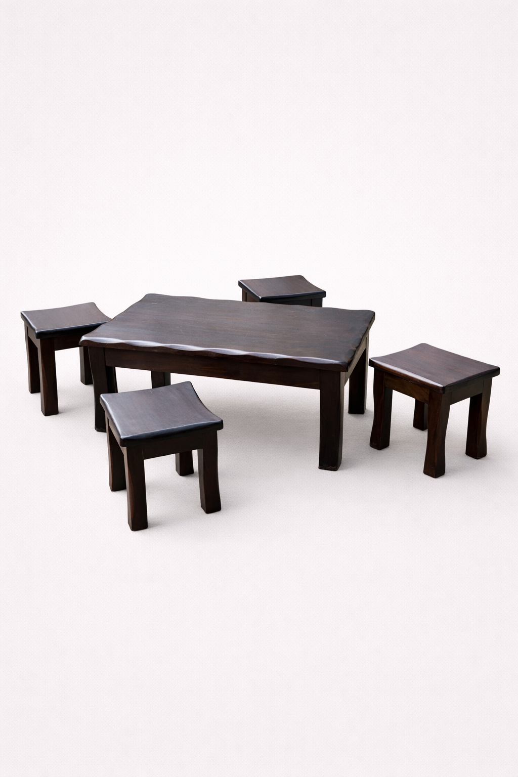 Mbari Table + Stools — handcrafted African furniture by Sue Woodland furniture in Kenya