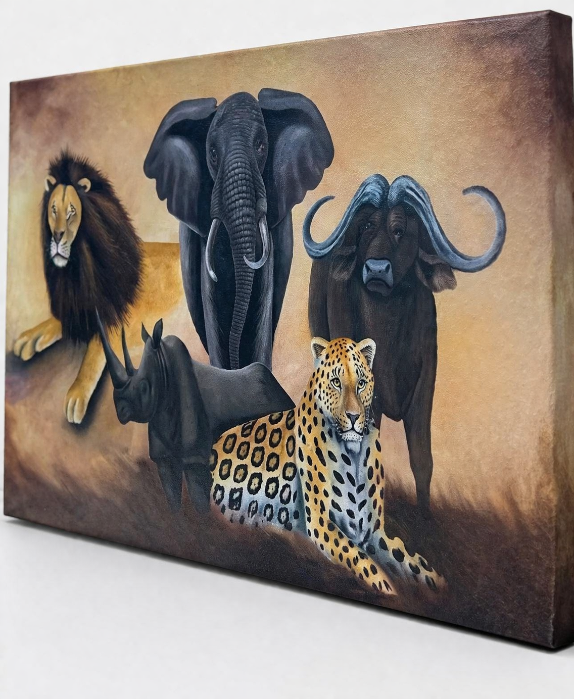 The Big Five: Kifaru Legacy Painting - Usiku Encounter — handcrafted African furniture by FashonistarGallery in Kenya (view 3)