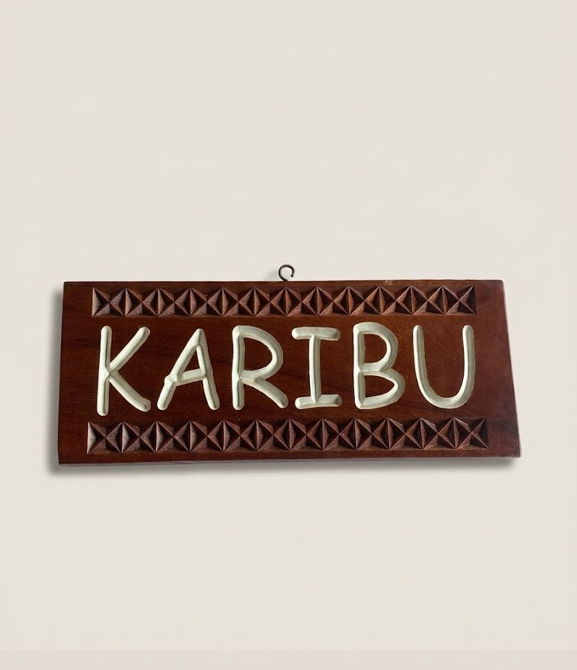 Bantu Welcome Plaque — handcrafted African outdoor by Dankass Art and Signs  in Kenya