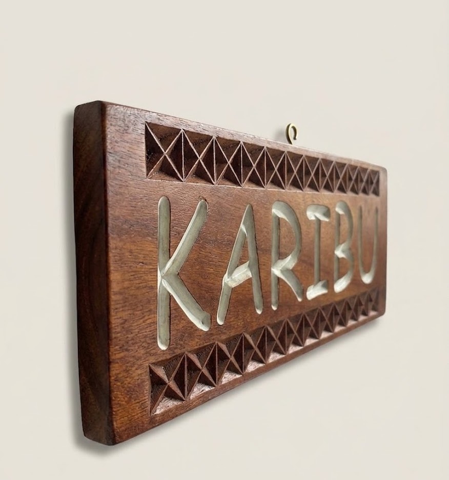 Bantu Welcome Plaque — handcrafted African outdoor by Dankass Art and Signs  in Kenya (view 2)