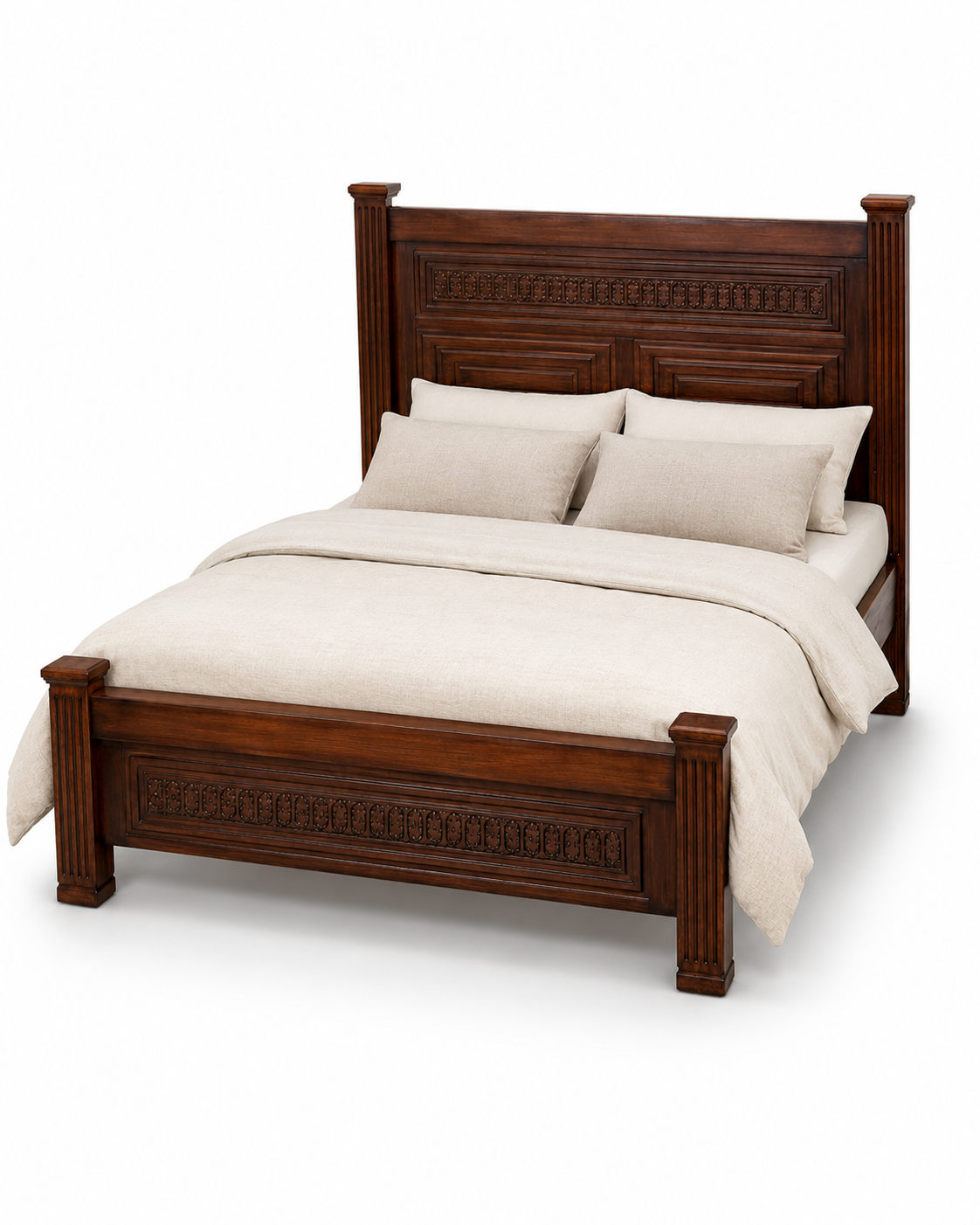 Dovya Carved Mahogany Bed — handcrafted African furniture by Gland furniture in Kenya