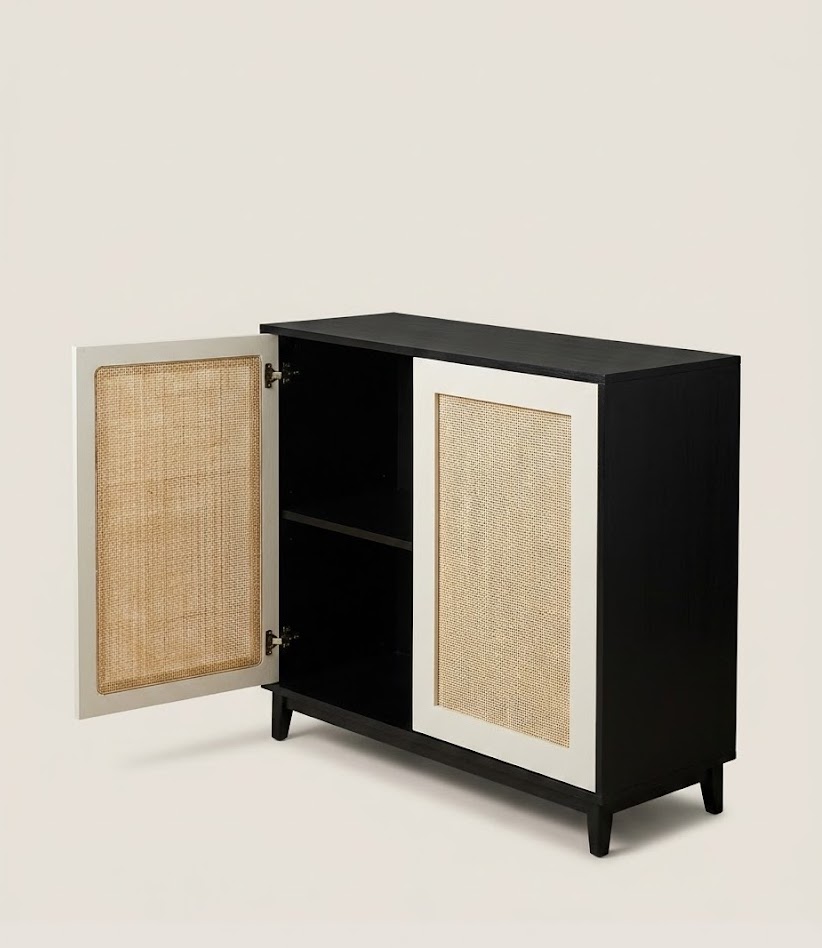 Black Cabinet Kipepeo Storage — handcrafted African furniture by Lebo Furniture &Interior in Kenya (view 2)