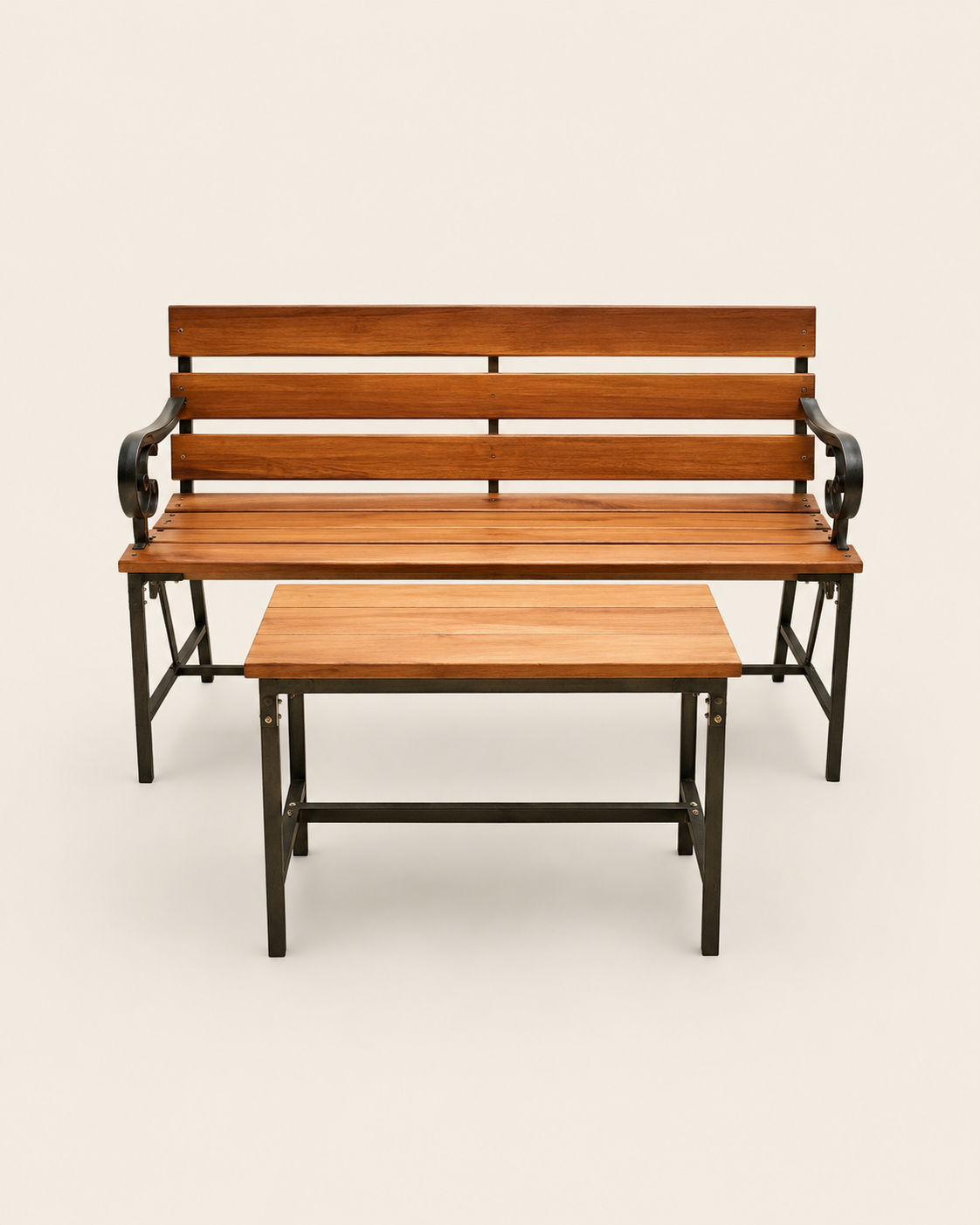 Ebonysia Outdoor Bench & Table Set — handcrafted African outdoor by Kaimosi metals in Kenya