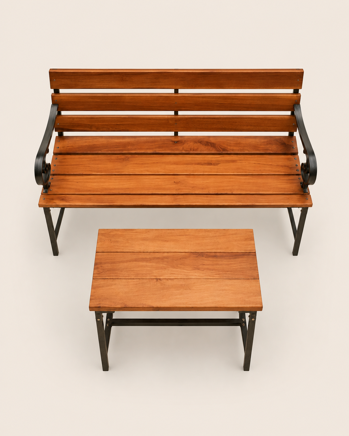 Ebonysia Outdoor Bench & Table Set — handcrafted African outdoor by Kaimosi metals in Kenya (view 2)