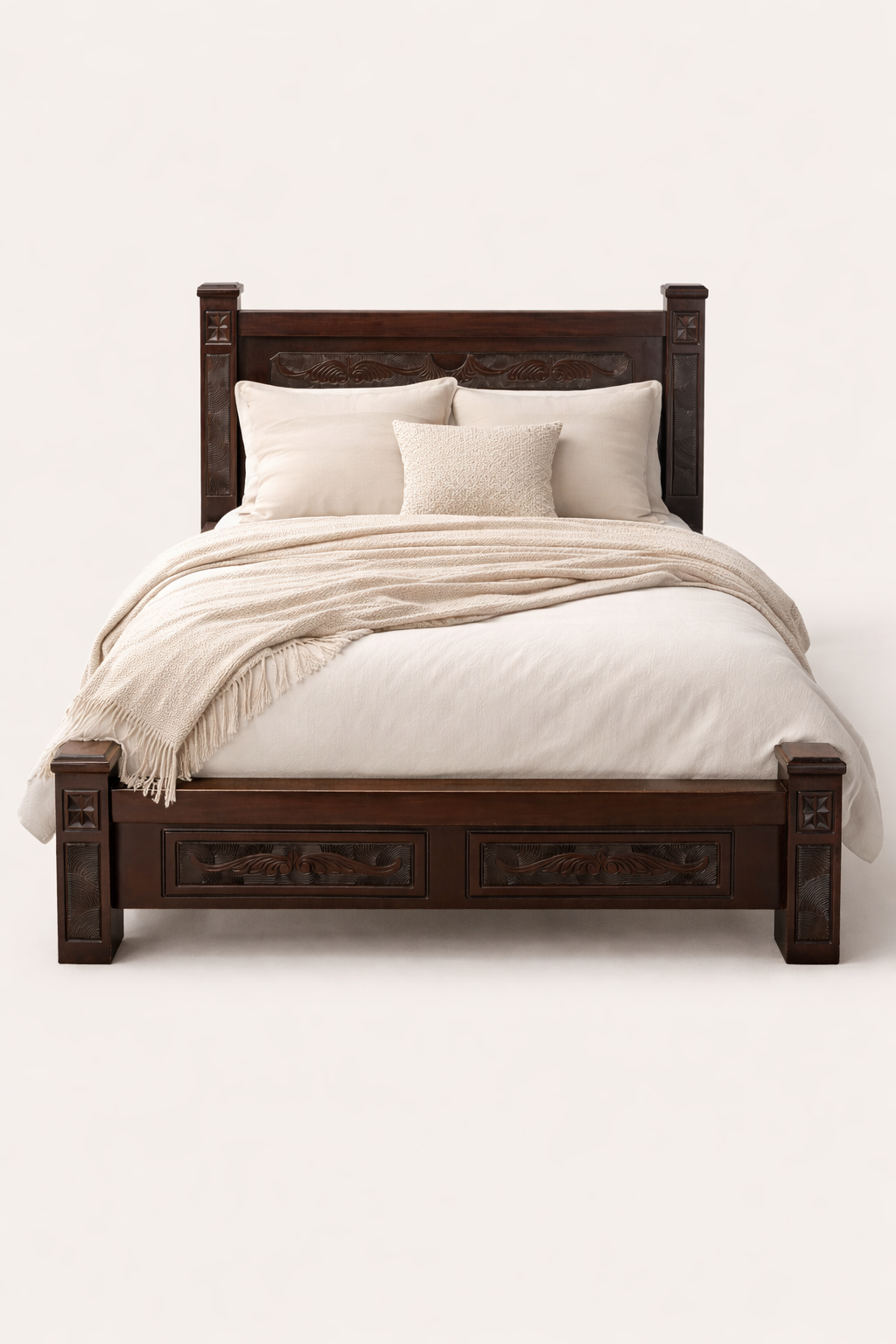 6by6 Bed Imani Carved Platform — handcrafted African furniture by Humble furniture  in Kenya