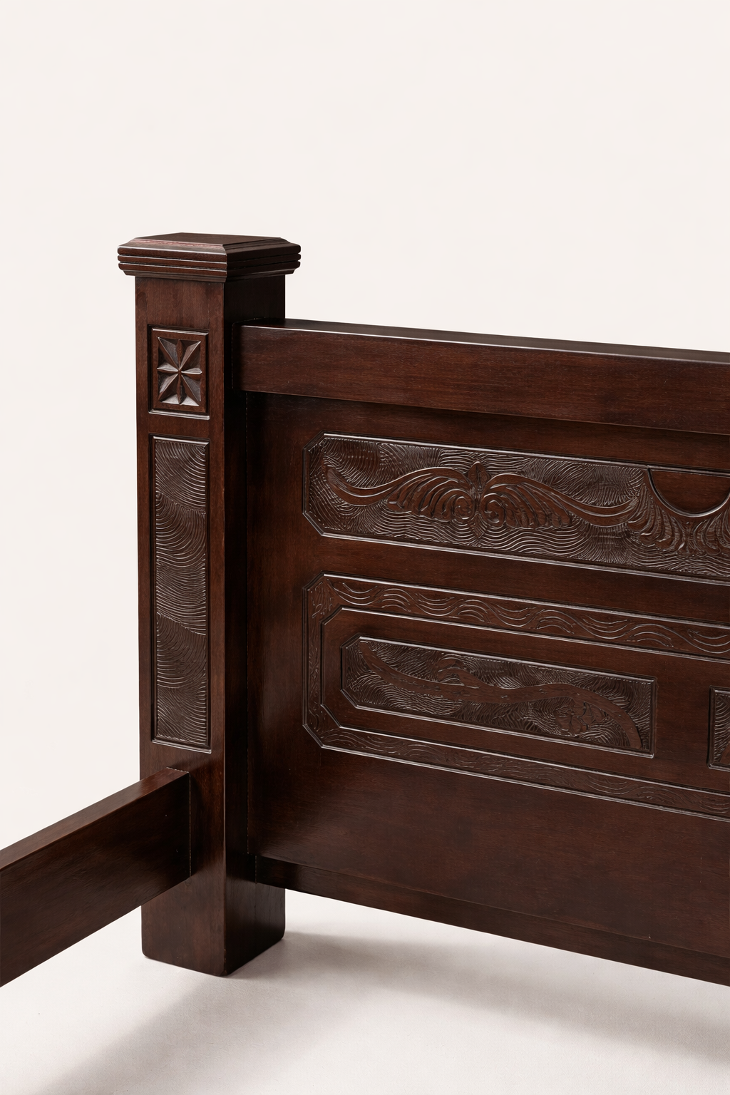 6by6 Bed Imani Carved Platform — handcrafted African furniture by Humble furniture  in Kenya (view 3)