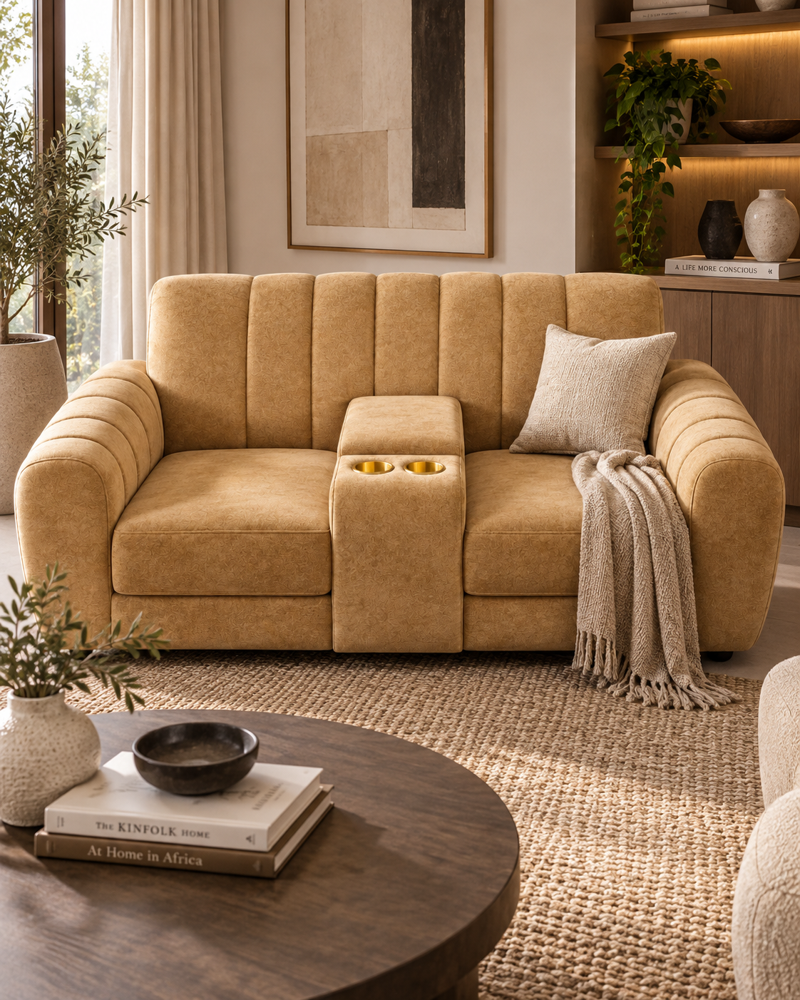 5 Seater Channelled Sofa — handcrafted African furniture by Hi tech furniture  in Kenya (view 2)