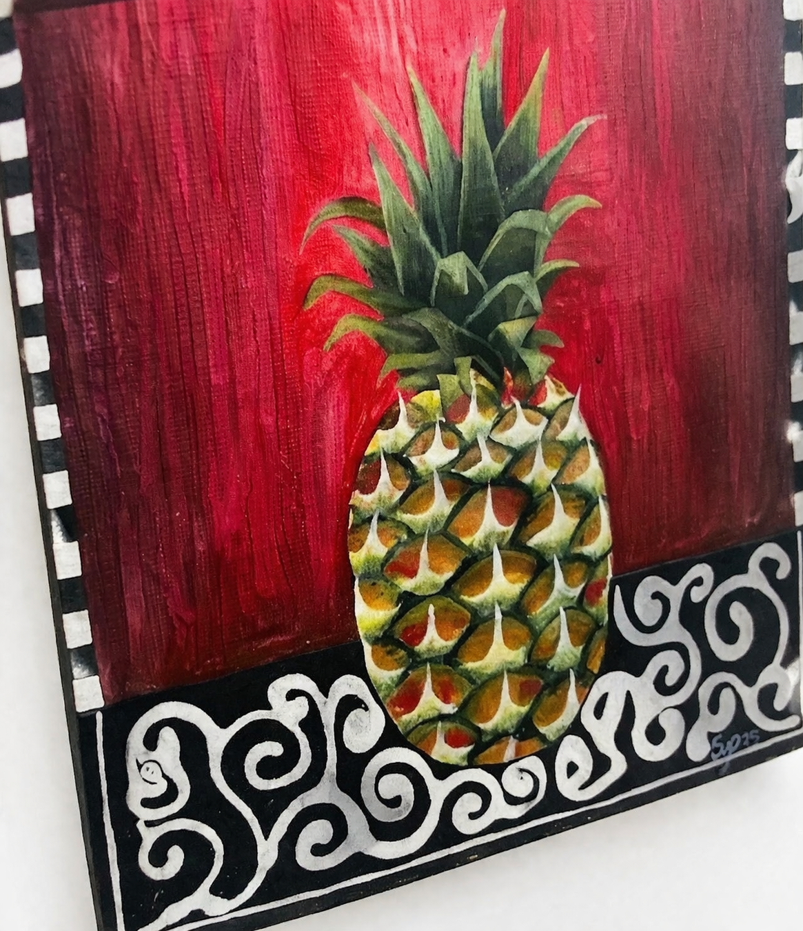 Mbegu Pineapple (Paint) Kipepeo Wall Art — handcrafted African furniture by FashonistarGallery in Kenya (view 2)