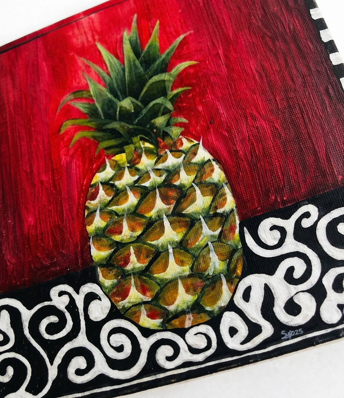 Mbegu Pineapple (Paint) Kipepeo Wall Art — handcrafted African furniture by FashonistarGallery in Kenya (view 3)