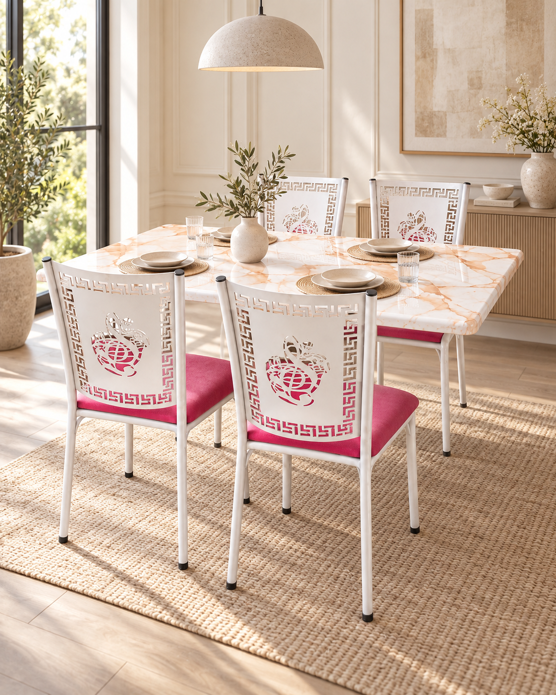 Fahari Dining Table and Chairs Set — handcrafted African furniture by Mamboline enterprise in Kenya (view 2)
