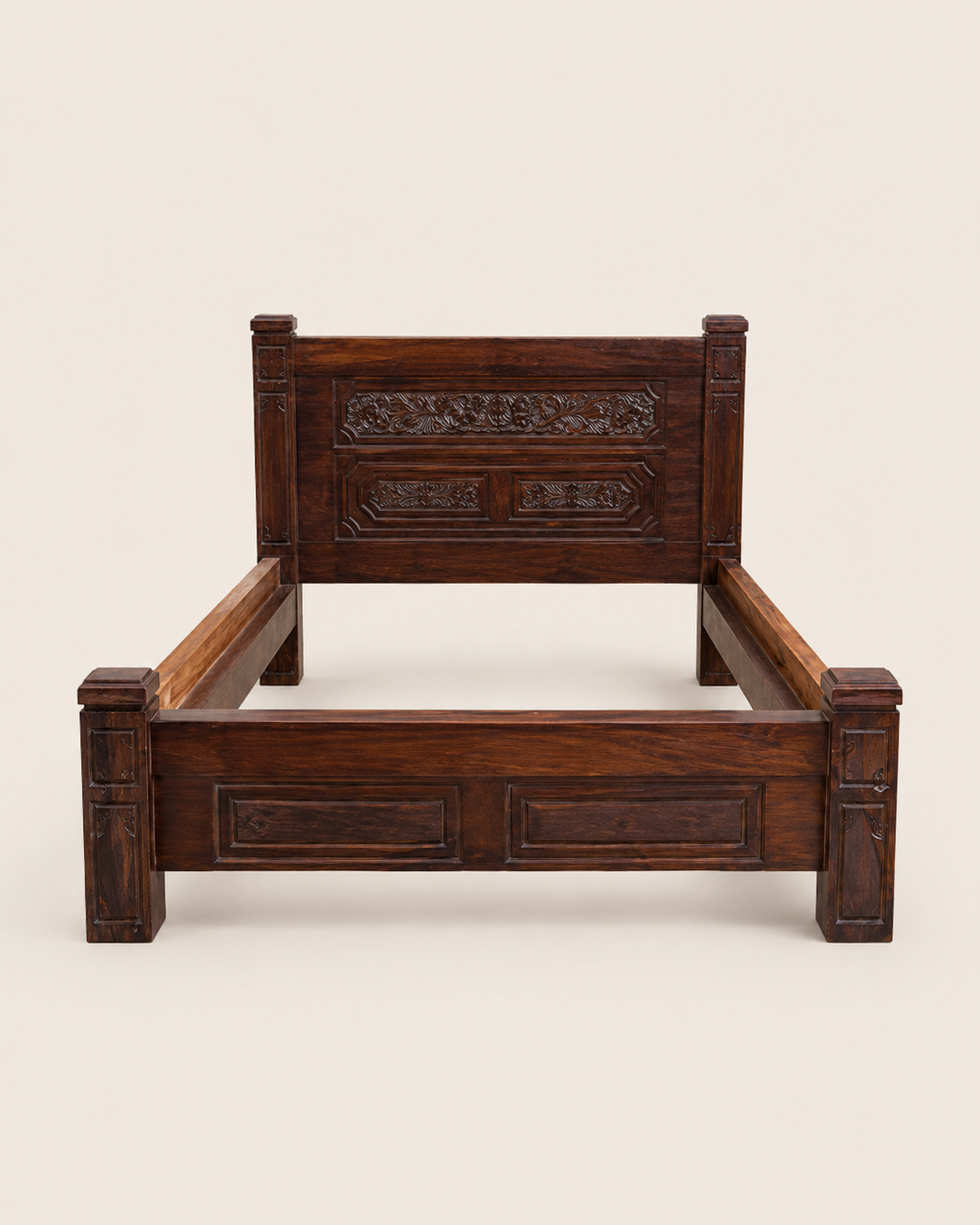 Caeiro Mahogany Bed Frame — handcrafted African furniture by Woodfolks  in Kenya (view 2)