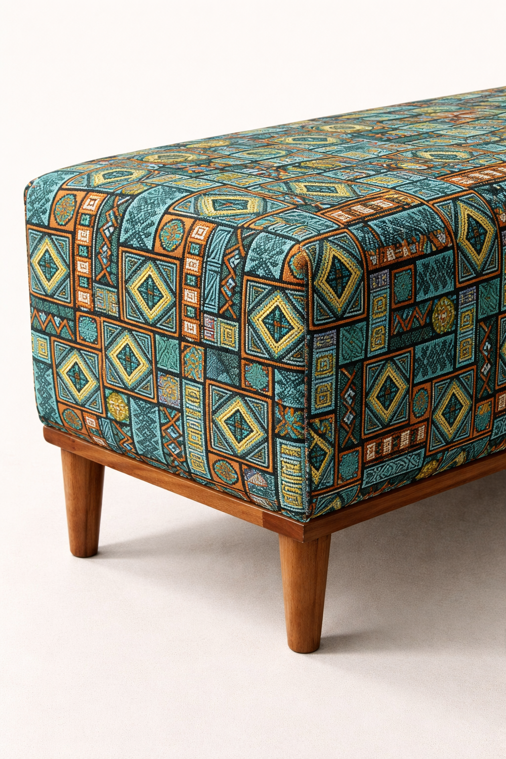 Mbingu Poof Bench, Upholstered — handcrafted African furniture by Cobs Furniture and metal works in Kenya (view 3)