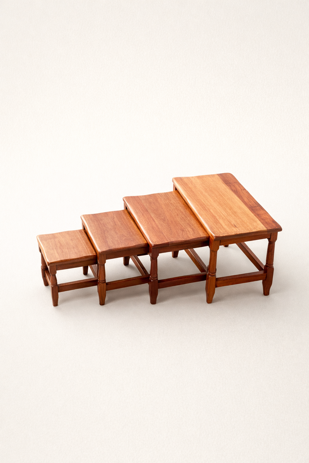Nest of stools – Msitu Mahogany — handcrafted African furniture by Sue Woodland furniture in Kenya