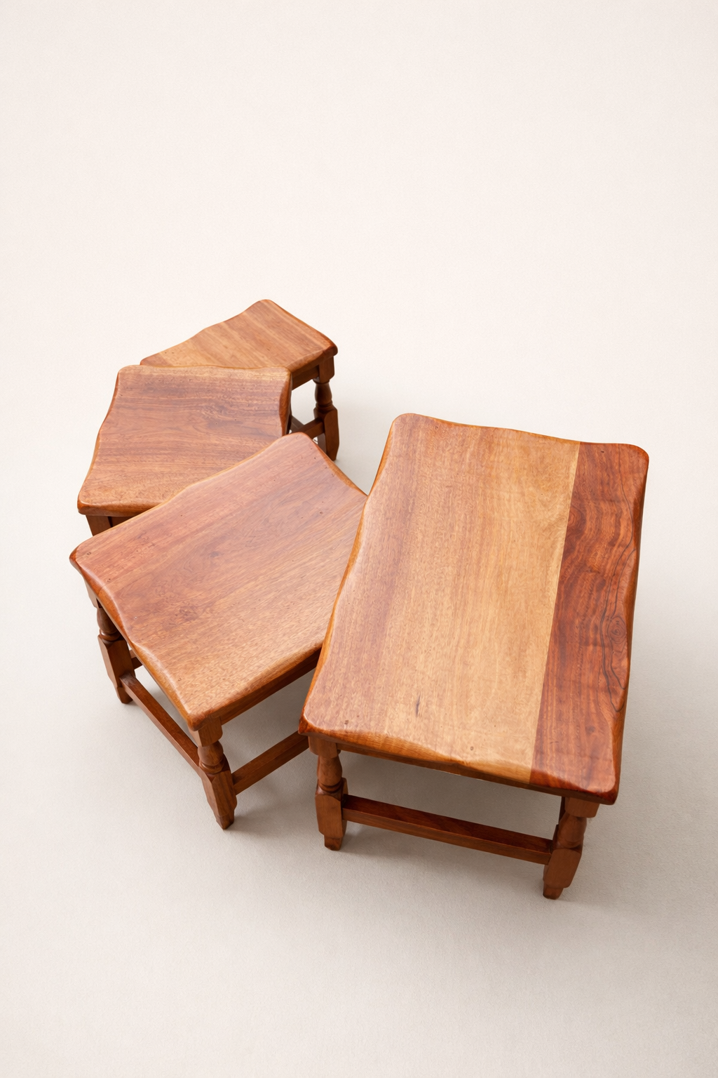 Nest of stools – Msitu Mahogany — handcrafted African furniture by Sue Woodland furniture in Kenya (view 2)