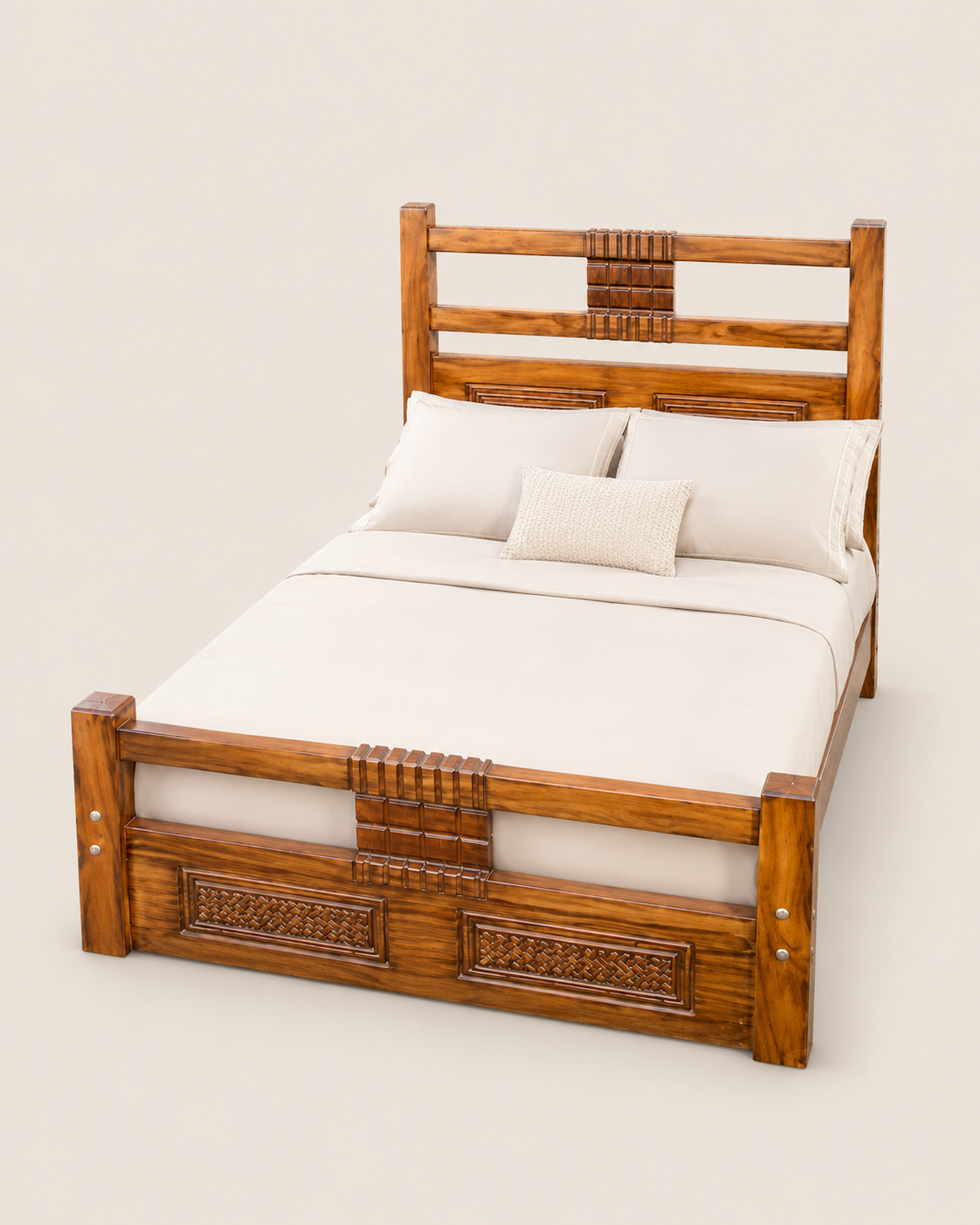 Tenzi Mahogany Bed Frame — handcrafted African furniture by Homefelt furniture in Kenya