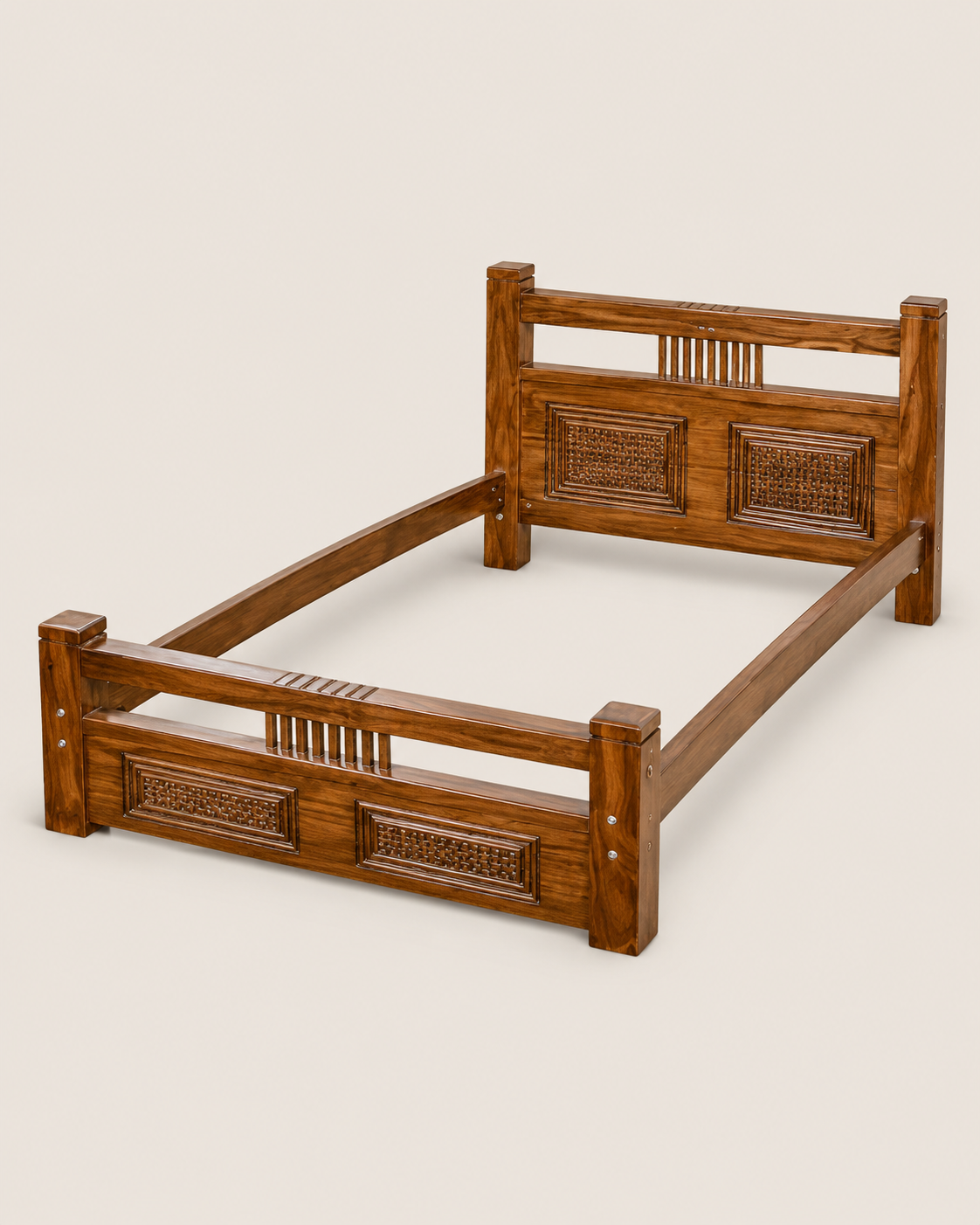 Tenzi Mahogany Bed Frame — handcrafted African furniture by Homefelt furniture in Kenya (view 2)