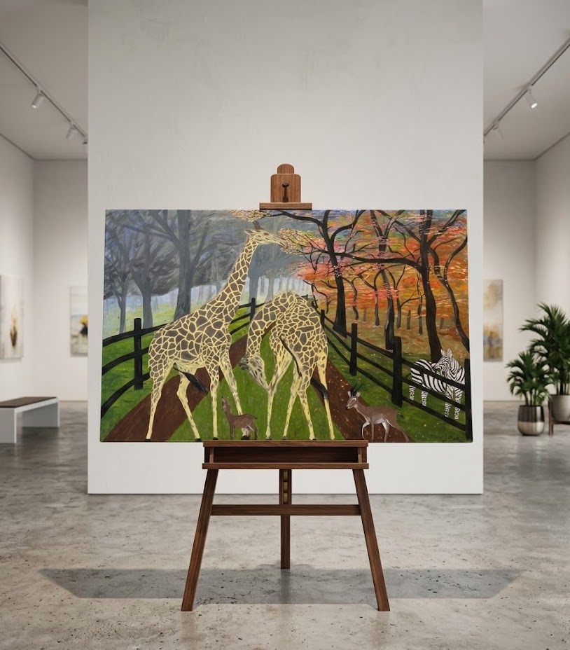 Giraffe (Paint) Mwezi Canvas — handcrafted African furniture by FashonistarGallery in Kenya